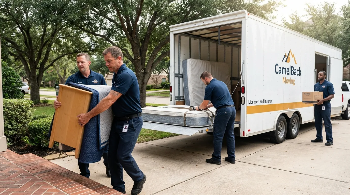 Crew loading residential truck for cross-state move from Winder, GA