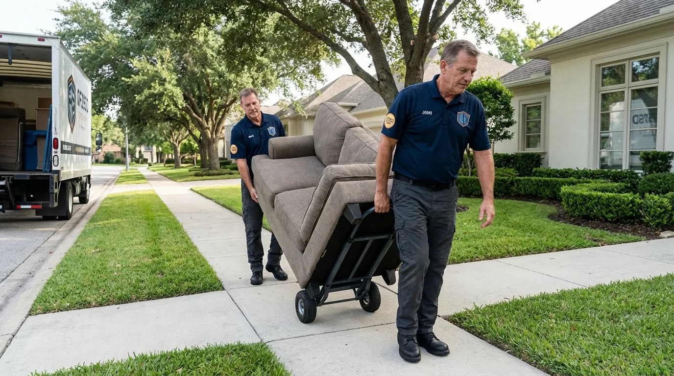 Local residential moving crew loading furniture in Winder, GA