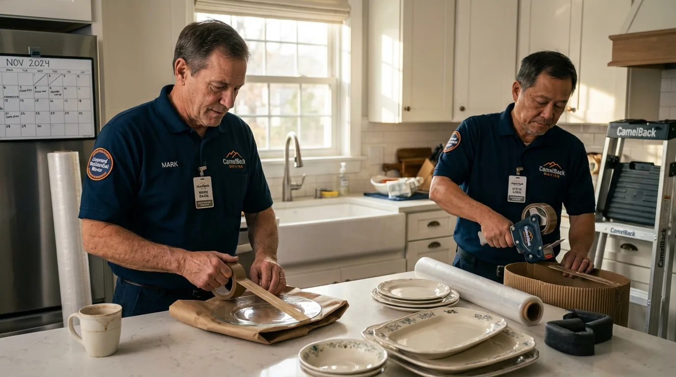 Professional crew packing kitchen dishware in Winder, GA